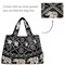 Wrapables Large & Small Foldable Tote Nylon Reusable Grocery Bags, Set of 2, Black Regal Elephants